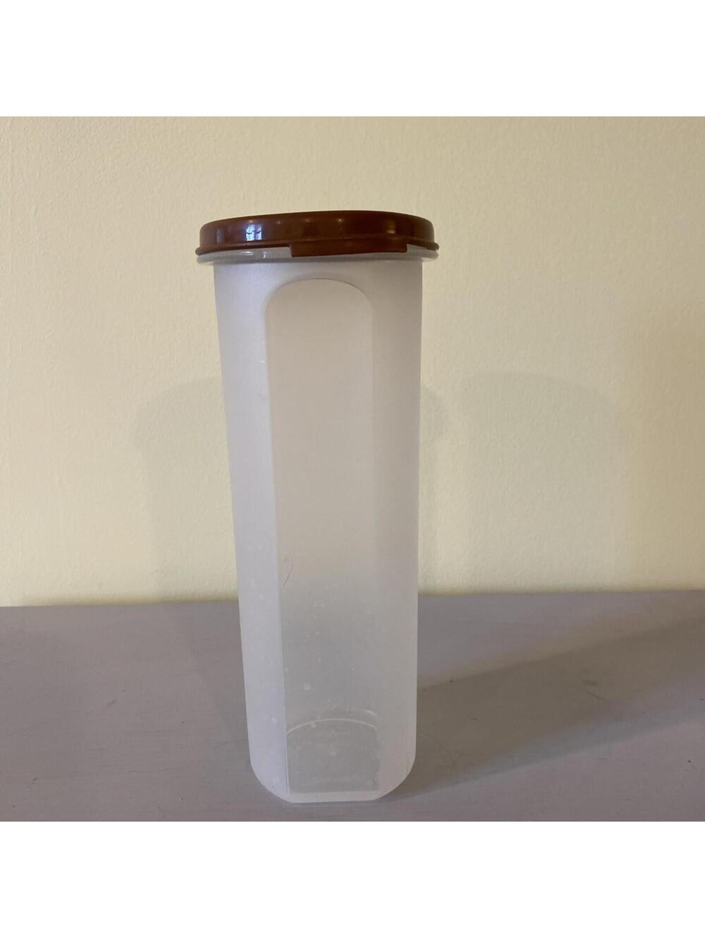 Tupperware Tall Frosted Cylinder Container 1643-12 30 fl oz Brown Lid 1607-13
